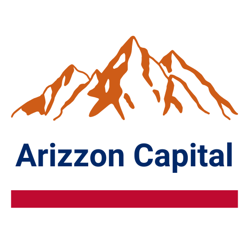 Arizzon Capital Sitemap logo illustrates three Catalina mountains with the name thickly underlined in red.