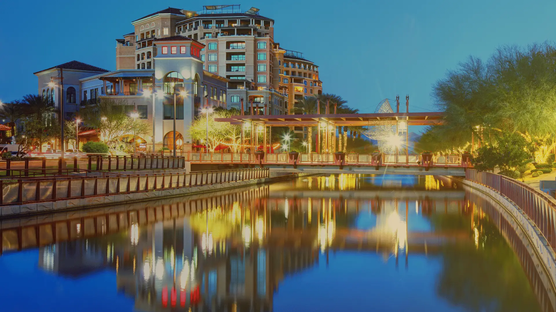 Canal view of Scottsdale, AZ on the Arizzon Capital website promoting Arizzon Business Solutions Services.